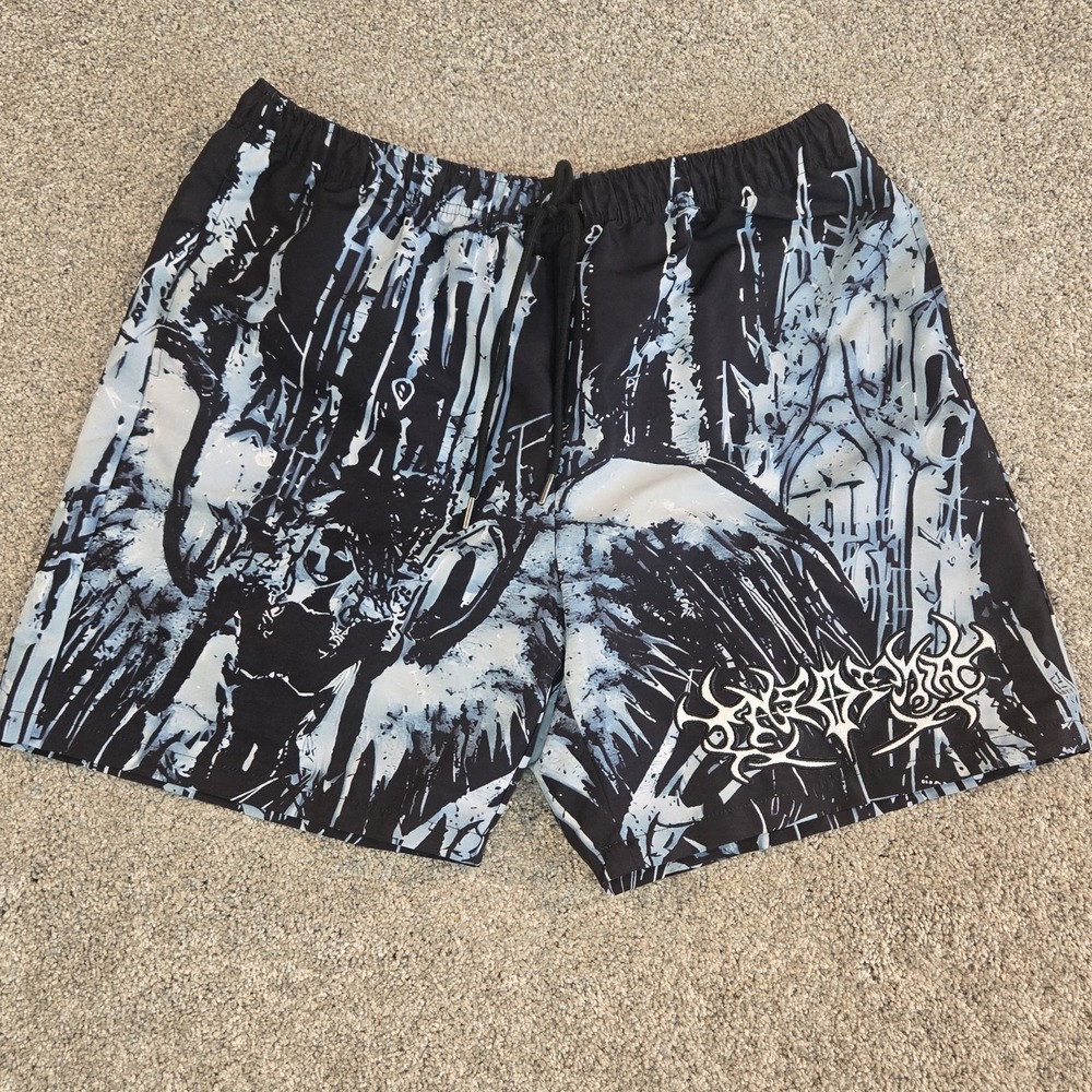 Insomnia Shorts Men Size Large‎ Nylon Multi Streetwear Embroidered Graphic